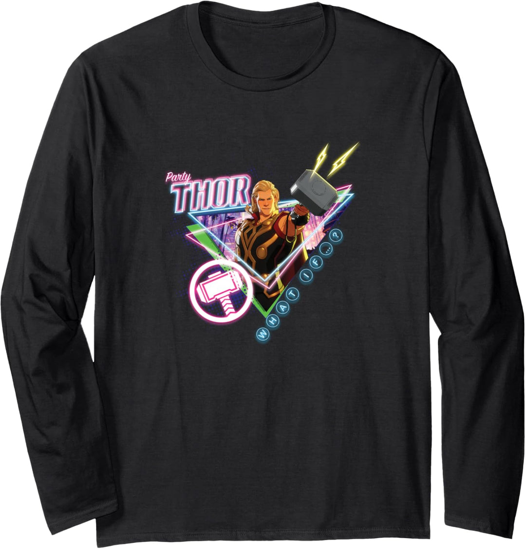 Marvel What If Party Thor Poster Langarmshirt