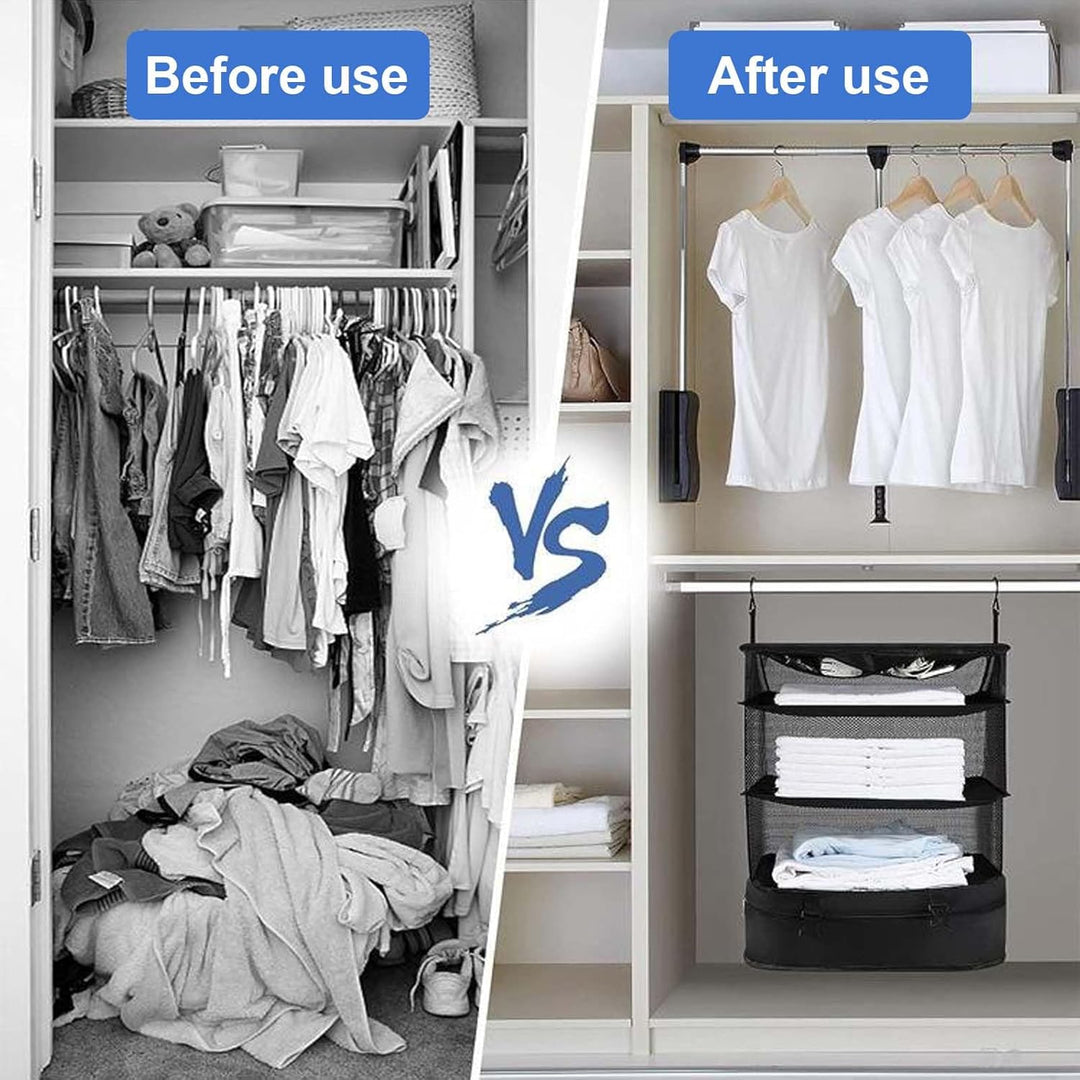 Dokeno Hängend Koffer Organizer Set, Packing Cubes Faltbare mit Kosmetiktasche, Tragbarer Kleidertas