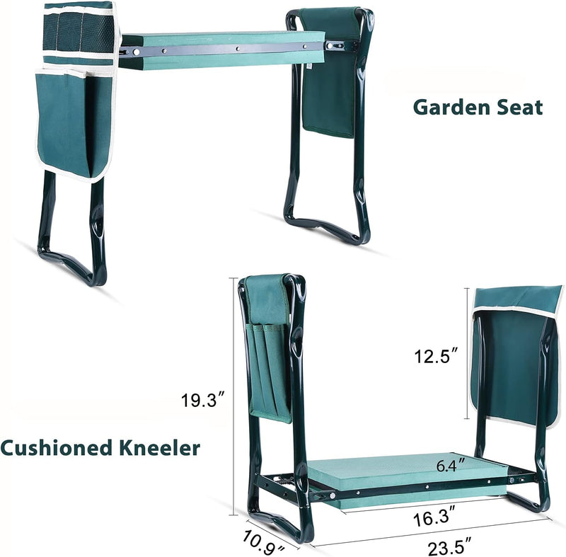 Ohuhu Kniebank für Gartenarbeit Kniekissen Garten klappbar Gartenhocker bis 150 kg, 2 in 1 Eva-Schau