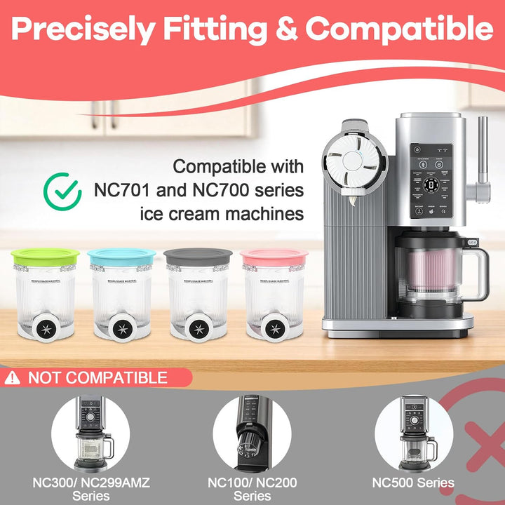 4 Stück Creami Behälter für Ninja Swirl Creami NC700 NC701EU Serie, Eiscreme Behälte 480ML BPA-Frei