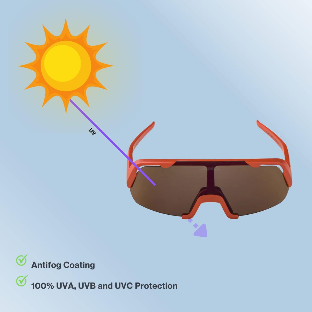 Alpina Unisex - Kinder, ROCKET YOUTH Q-LITE Sportbrille, pumpkin-orange matt/red, One Size
