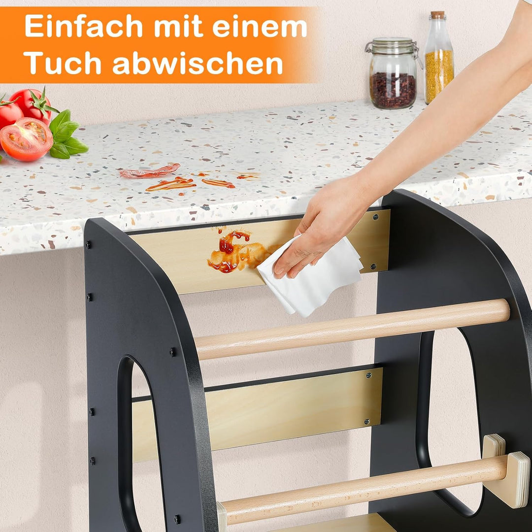 Lernturm ab 1 Jahr, 3 Stufen Höhenverstellbarer Lernturm, Sicher &amp; Stabil, Montessori Küchenhelfer u