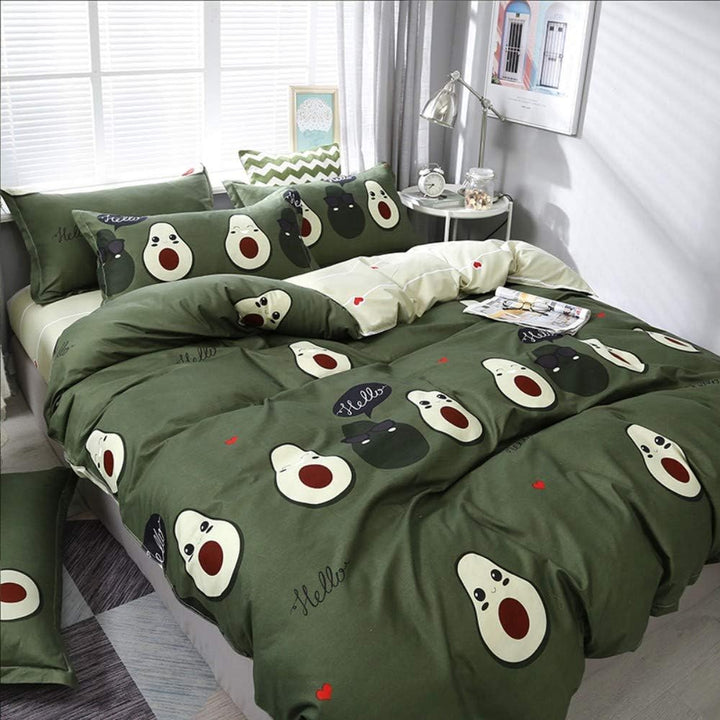 Loussiesd Cute Avocado Muster Bettwäsche Set 200x200cm + 80x80cm Weich 3 teiligs Atmungsaktiv Microf