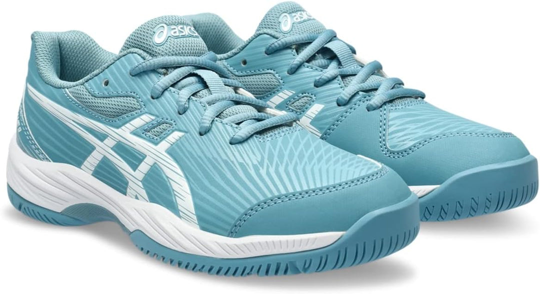 ASICS Jungen Gel-Game 9 Gs Clay/Oc Sneaker 34.5 EU Gris Blue White, 34.5 EU Gris Blue White