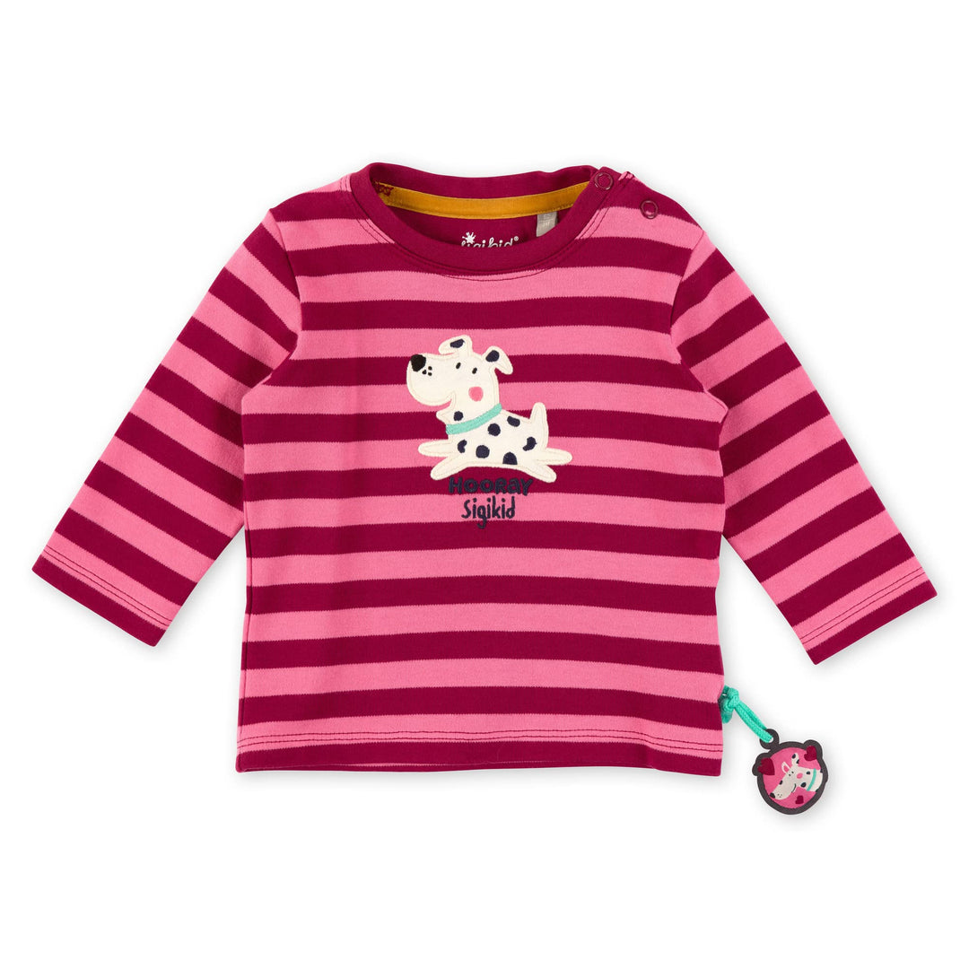 Sigikid Baby-Mädchen Langarmshirt aus Bio-Baumwolle T-Shirt 62 Rosa-rot/Gestreift, 62 Rosa-rot/Gestr