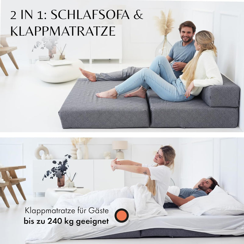 DYNMC you Schlafsofa für 2-140x200x20 cm Gästebett Klappbar - Test SEHR GUT - Klappmatratze Mittel H