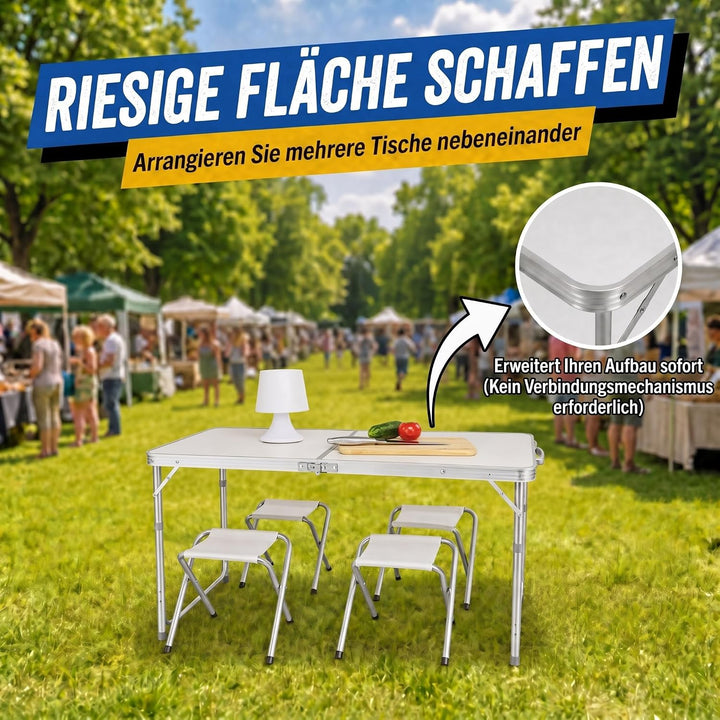 GOODS+GADGETS Klappbarer Multifunktionstisch Mehrzwecktisch Campingtisch Klapptisch Markttisch höhen