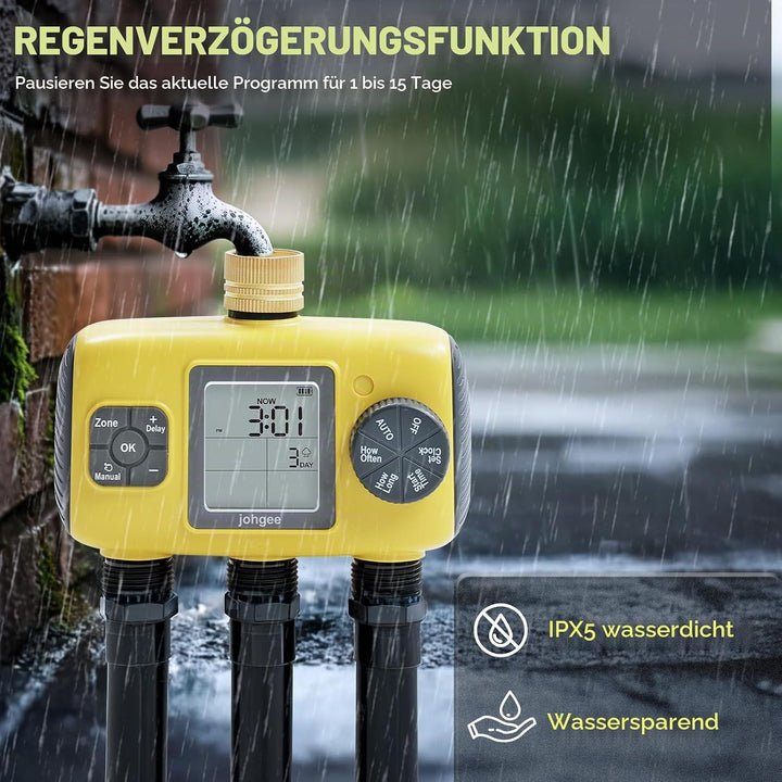Bewässerungscomputer 3 Ausgänge mit Messing Einlass, 3 Zone Bewässerungsprogramme Garten Bewässerung