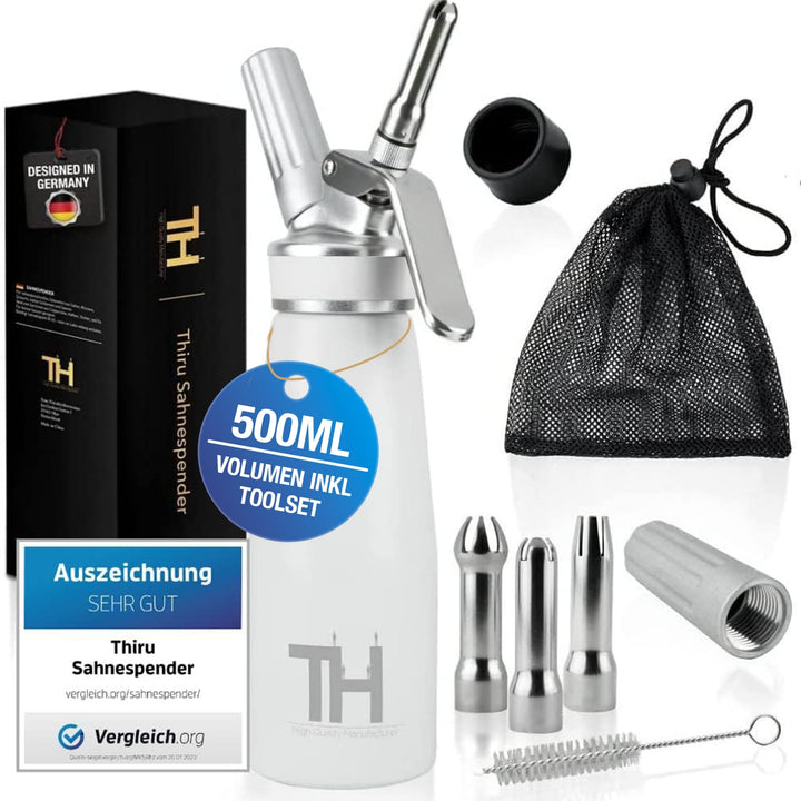 Thiru Sahnespender inkl.Toolbox - Note sehr gut - 100 Tage testen - Sahnesyphon mit eBook & 3 Edelst