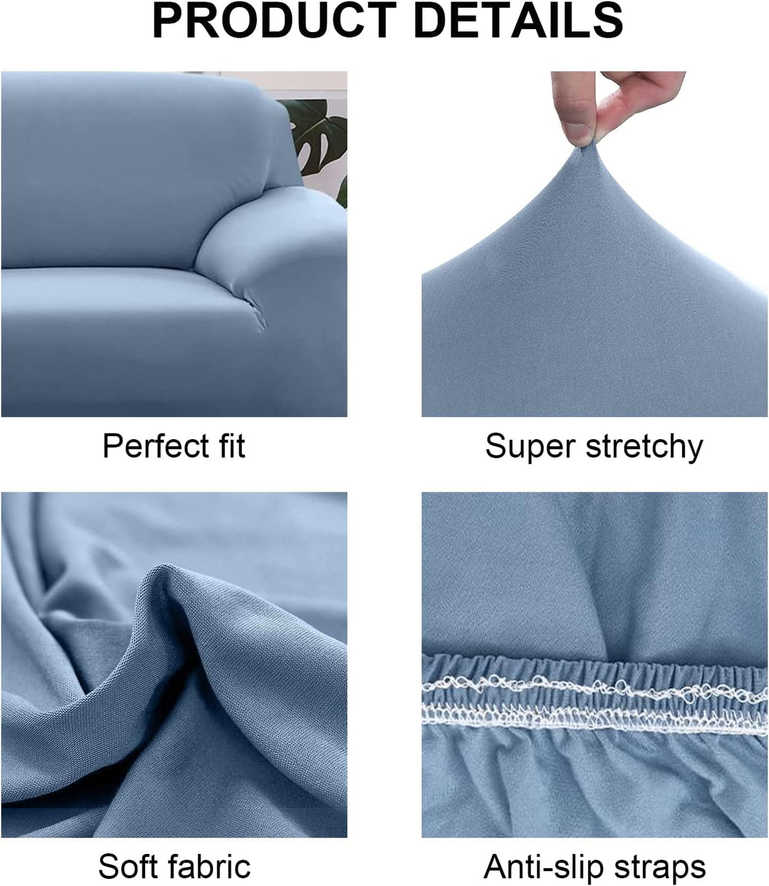 Jaotto Sofabezug 3 Sitzer Elastischer Stretch Spandex Sofa Überwürfe Sofahusse Antirutsch Waschbar S