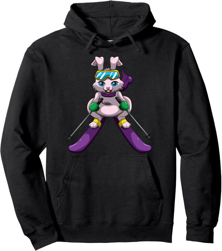 Ski Hase Winter Sport Häschen Skifahrer Pullover Hoodie