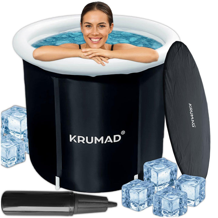 Eistonne 320 L – Faltbare Badewanne Erwachsene – Outdoor Kaltbad Wanne mit Pumpe, Abdeckung, Ventil