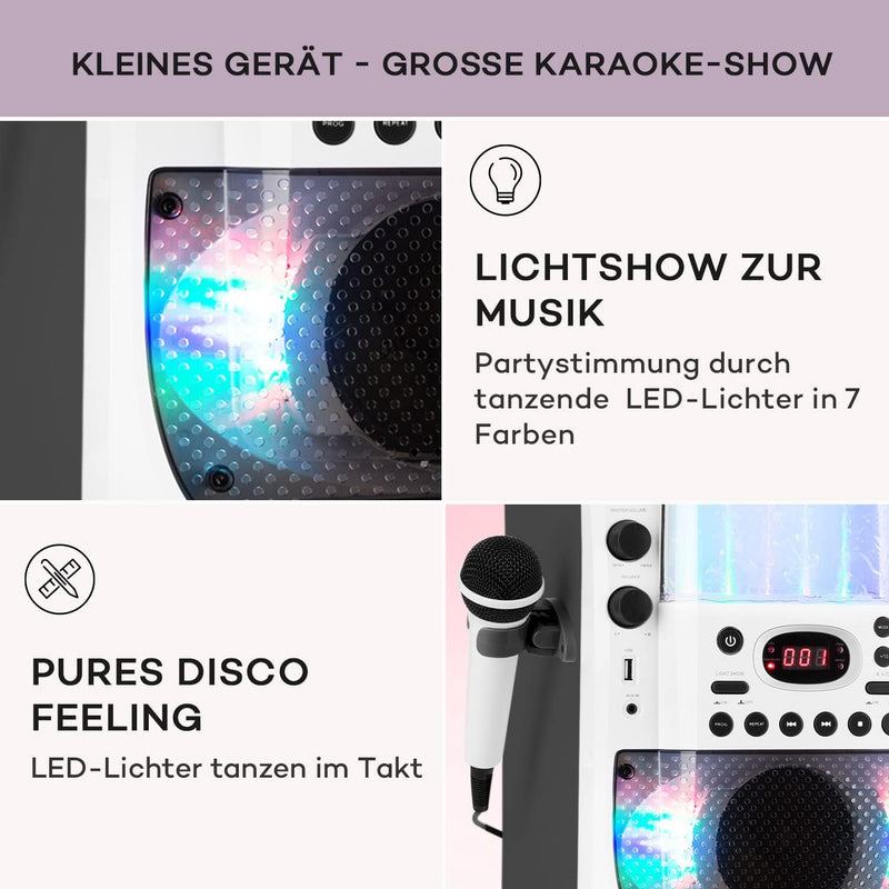 auna Kara Liquida BT Karaoke Anlage - Karaoke Maschine mit Multicolor-LED-Lichteffekt, Karaoke Box m