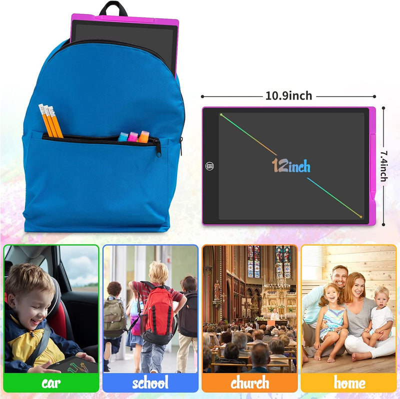 GUYUCOM LCD Schreibtafel 12 Zoll LCD Zaubertafel, Bunte Kinder Zeichentafeln Mal Tablet, Verbesserte