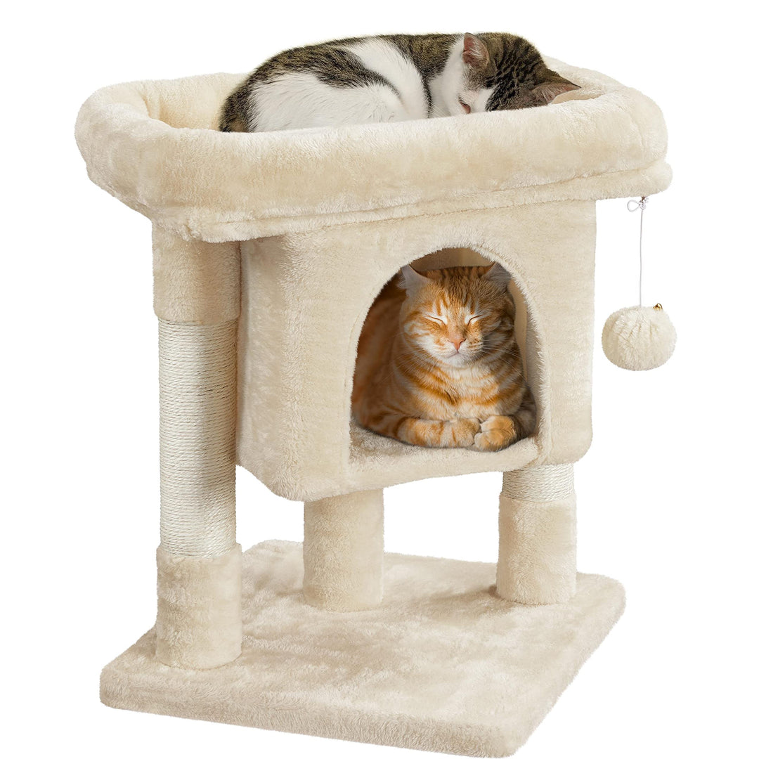 Yaheetech Kratzbaum 60 cm Kleiner Katzenkratzbaum, mit Katzenhöhle Plüsch Sisal, Katzenbaum Katzenmö
