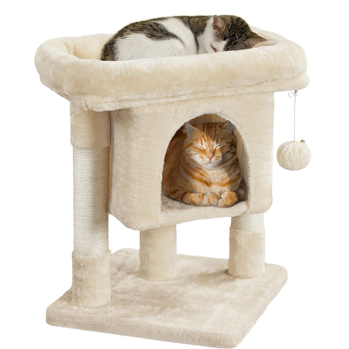 Yaheetech Kratzbaum 60 cm Kleiner Katzenkratzbaum, mit Katzenhöhle Plüsch Sisal, Katzenbaum Katzenmö