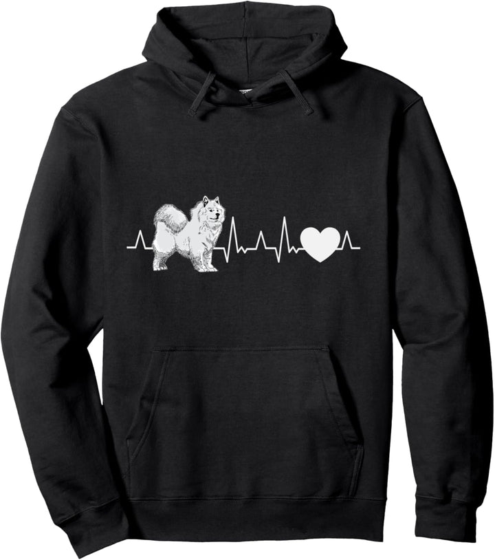 Samojede Herzschlag Schlittenhund Samojeden Pullover Hoodie