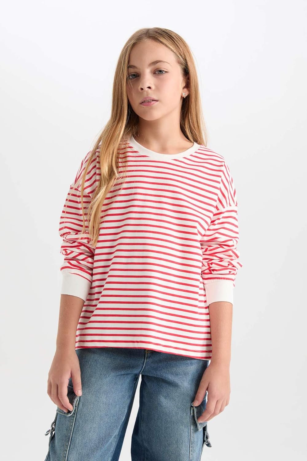DeFacto Girl Regular Fit Langarm Gestricktes Kapuzen-Sweatshirt für Mädchen 11-12 Jahre Rot, 11-12 J