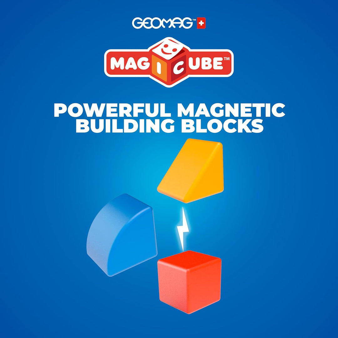 GEOMAG - MAGICUBE - 9 Magnetische Bausteine Rot/Orange/Blau - Pädagogisches Spielzeug Für Kinder Ab
