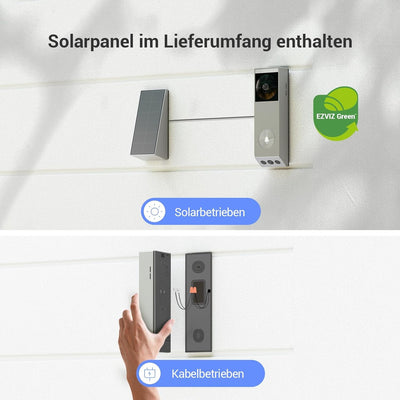 EZVIZ Video Türklingel mit 2K & 1080p Doppelkamera, Kabellose Türklingel mit Solarpanel, Personenerk