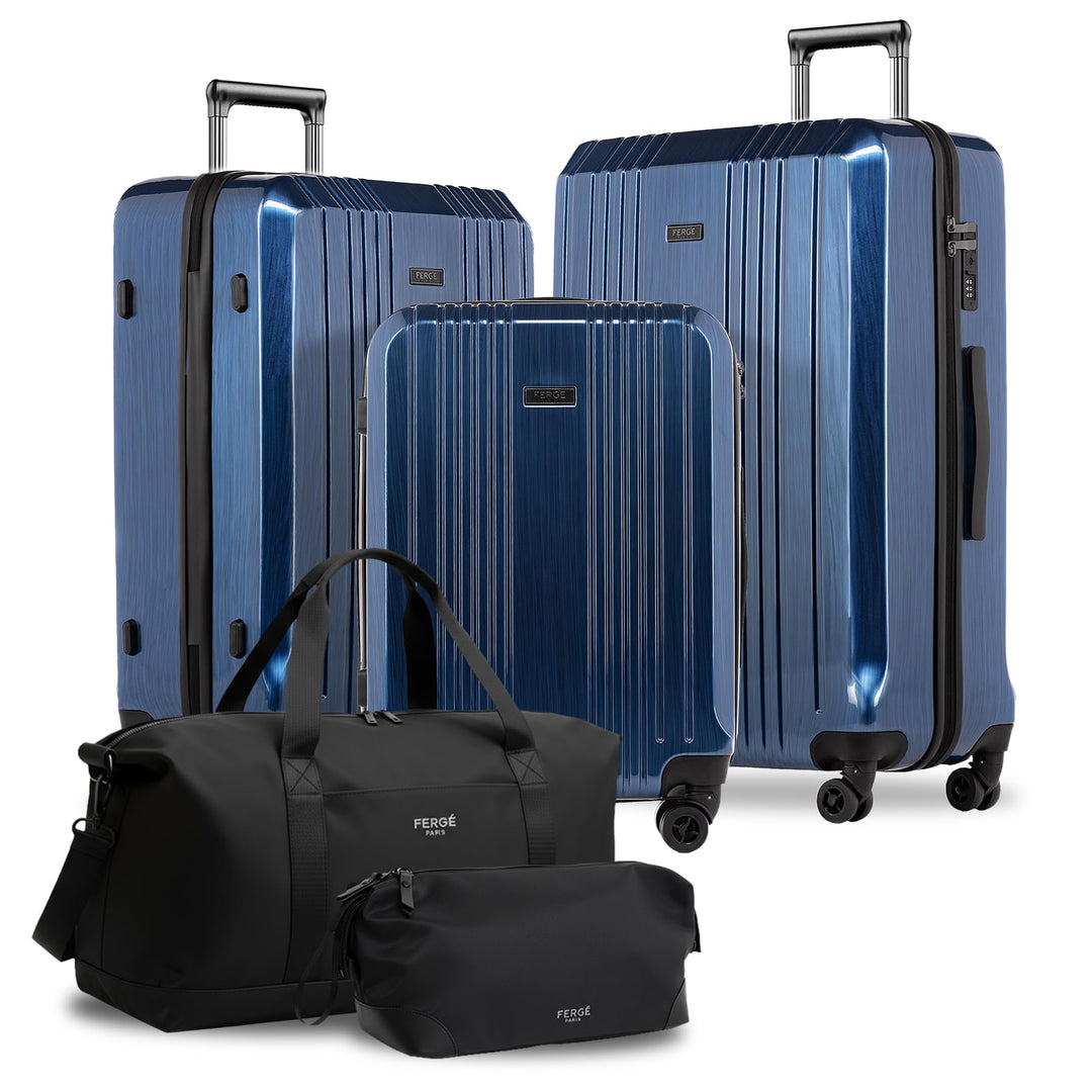 FERGÉ Polycarbonat 5-teilig Koffer Set 77cm, 67cm, Handgepäck Koffer mit Reisetasche Kombi, sehr rob