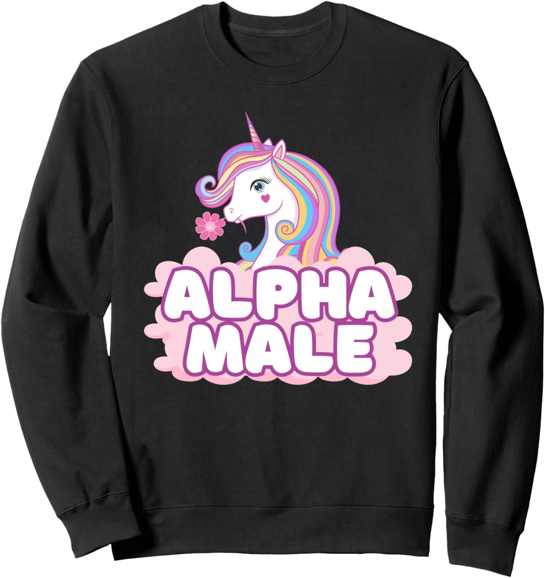 Männliches Einhorn Regenbogen Alpha Pride LGBT lustig Sweatshirt