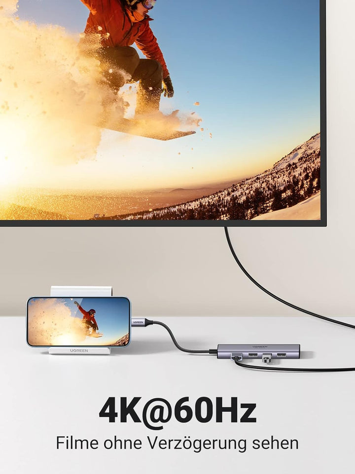 UGREEN USB C Hub 4K@60Hz USB C Adapter mit HDMI, SD/TF Kartenleser, 3 USB 3.0 USB C Dock Kompatibel