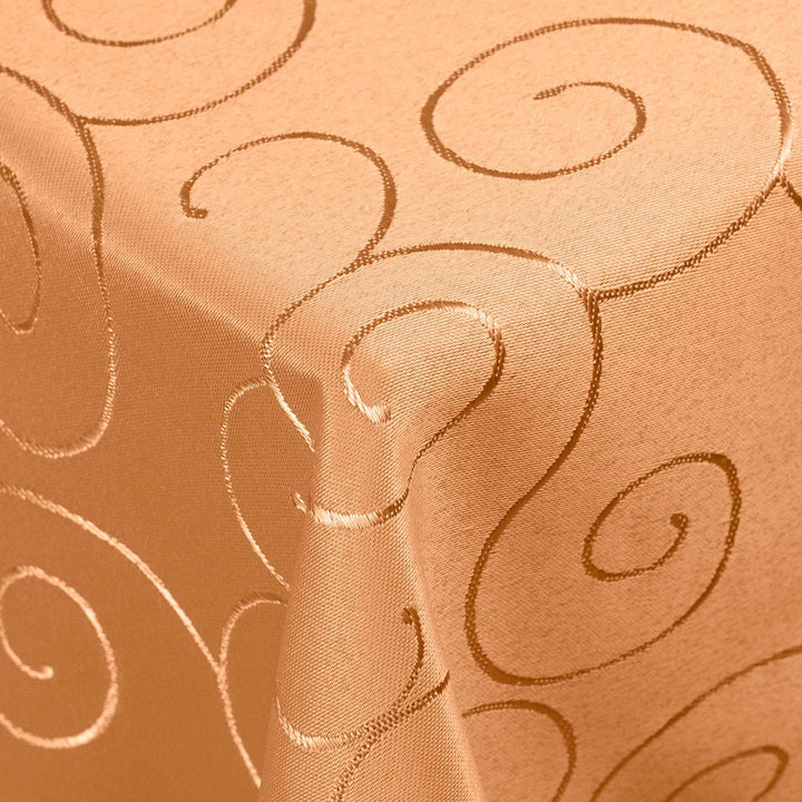 Kringel/Circle Tafeldecke Form, Grösse & Farbe wählbar- Eckig 130 x 340 cm - Terrakotta Damast Tisch