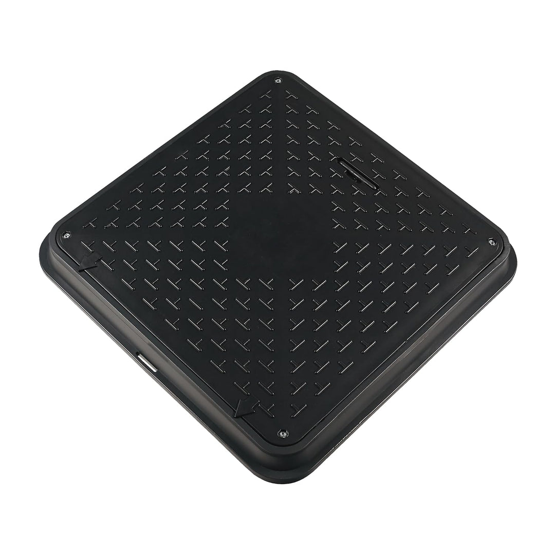 Varile 72cm quadratische Schachtabdeckung mit Griff - belastbar bis 1,5t (Schwarz), Schwarz
