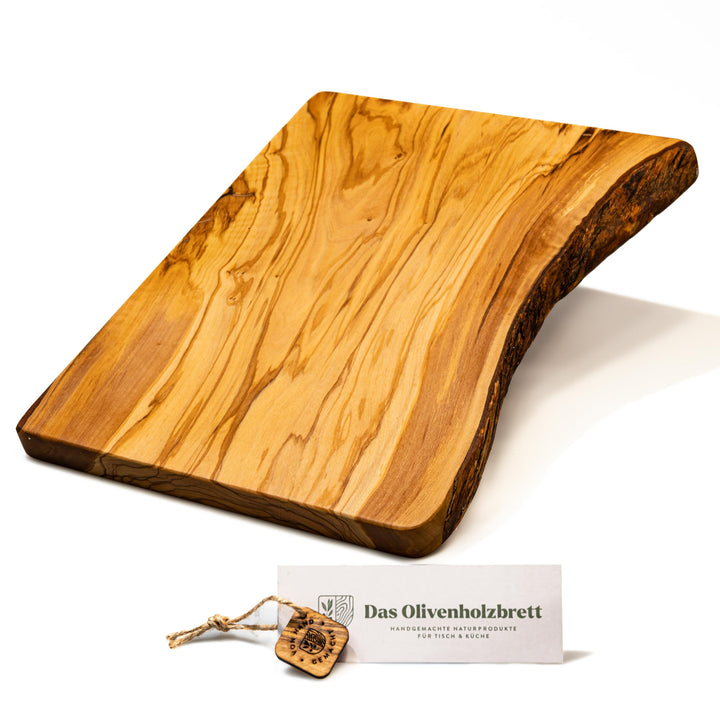 DAS OLIVENHOLZBRETT® Schneidebrett rustikal 35cm x25cm x2,5cm 35L x 25B cm, 35L x 25B cm