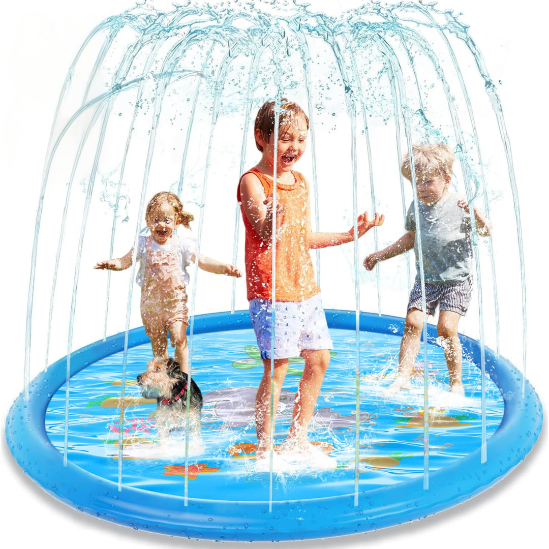 Wasserspielzeug Kinder, 170CM Sprinkler Wasser Spielmatte für Draussen, Outdoor Garten, Hunde Pool W