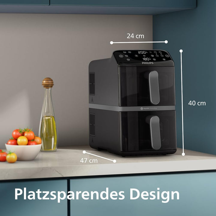 Philips Airfryer 4000 Series Stacked Dual Basket, Gestapelte Heissluftfritteuse mit 2 Körben, 10L, R