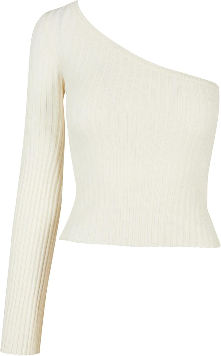 Urban Classics Damen Ladies Short Rib Knit One Sleeve Sweater Sweatshirt S Whitesand, S Whitesand