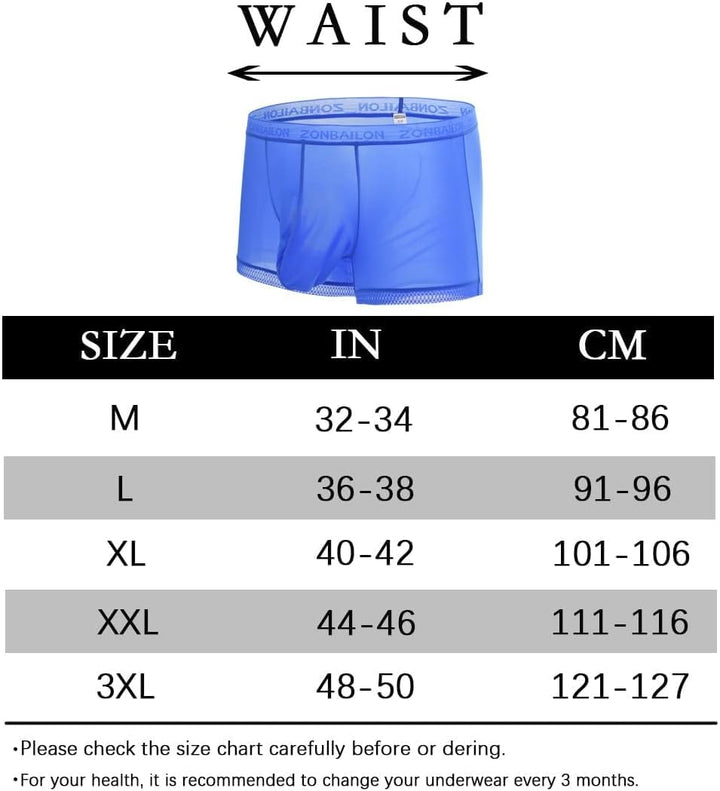 Herren Slips Transparent Sexy Unterwäsche mit Beutelverstärkung mehr Attraktivität und Komfort Blau