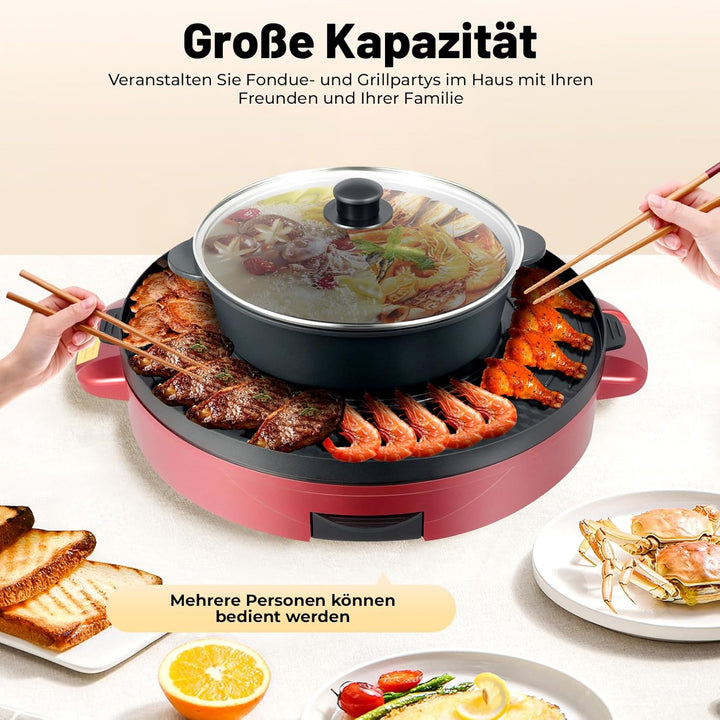 44cm Shabu Shabu All-In-One Elektrogrill, 29cm Mandarin Duck Shabu Shabu Wok, Rauchfreie Grillpfanne