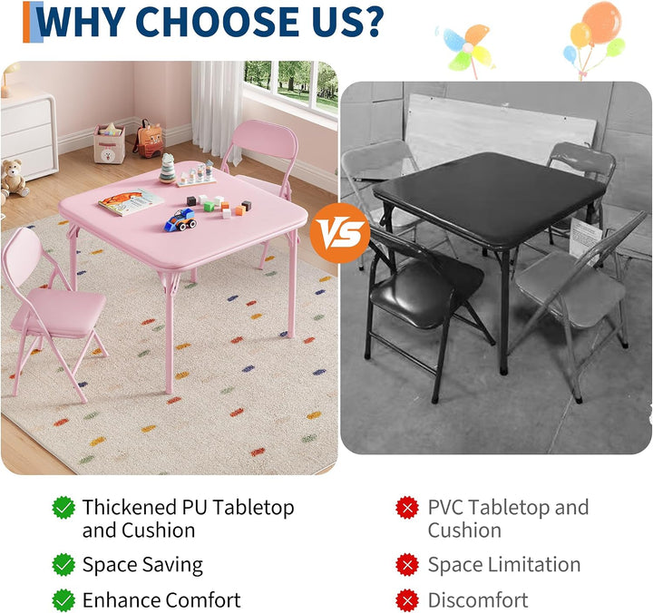 Litake Faltbares Kindertisch- und Stuhlset – Gepolstert &amp; robust – Perfekt zum Spielen, Malen &amp; Lern