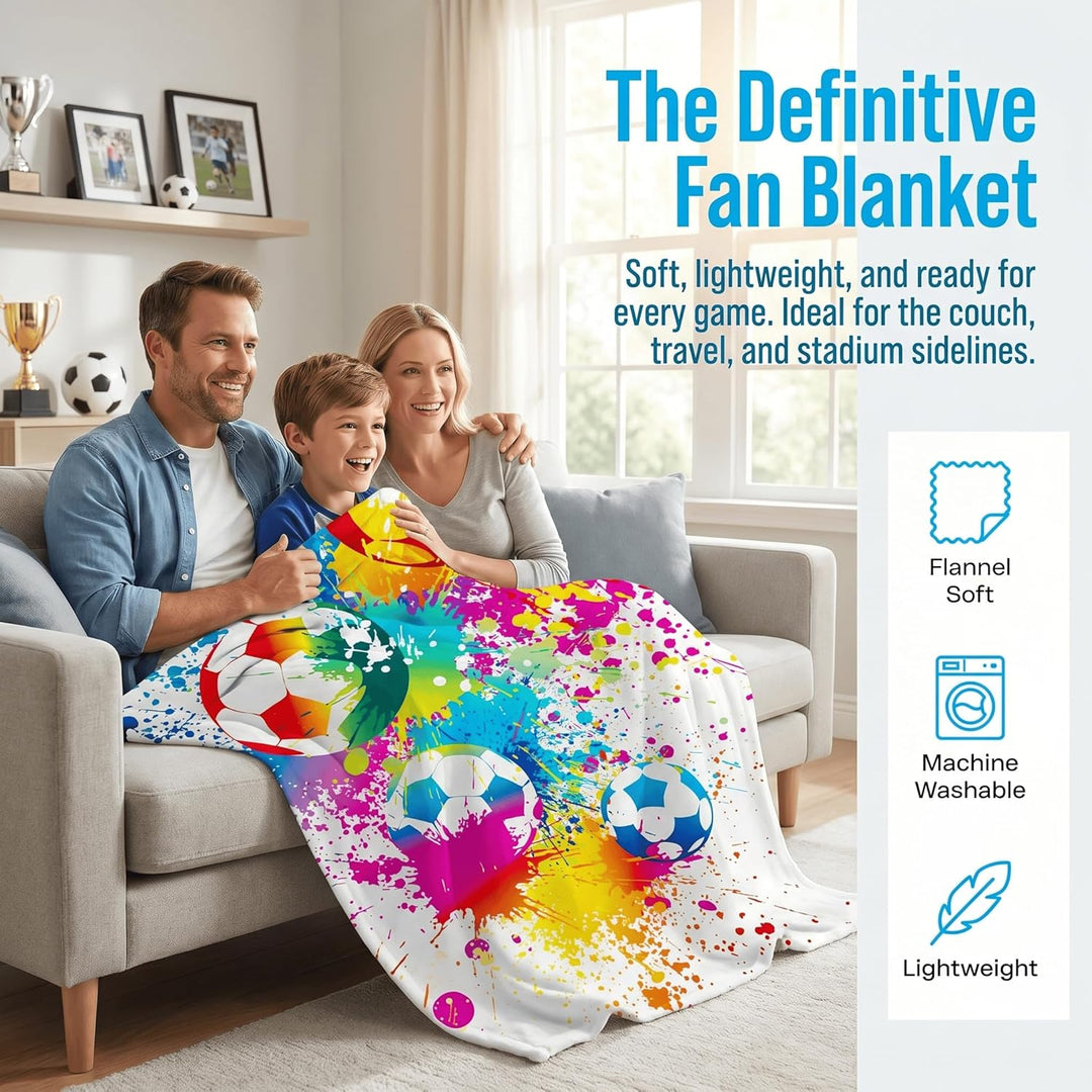Goodbath Fussball Decke, Bunte Fussball Fleece Wurf Decke für Couch Sofa Bett Home Office,200 x 150