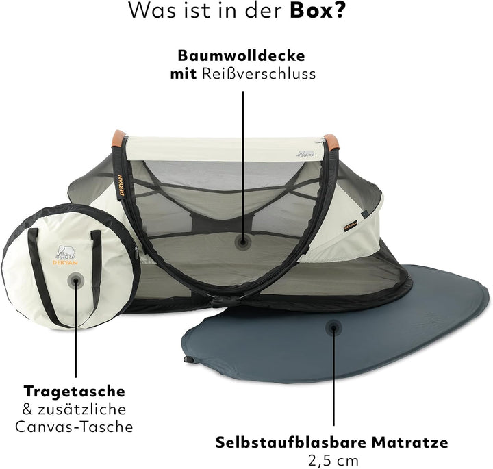 Deryan Baby & Kinder Reisebett mit Matratze - ab Geburt bis 2,5 Jahre, Pop Up Kleinkindbett Babyzelt