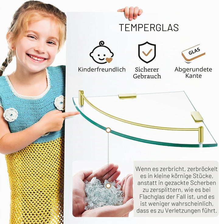 KES Duschablage Ecke Eckregal Duschregal Glasregal Duschablage Glas Hartglas Wandregal Badregal Dusc