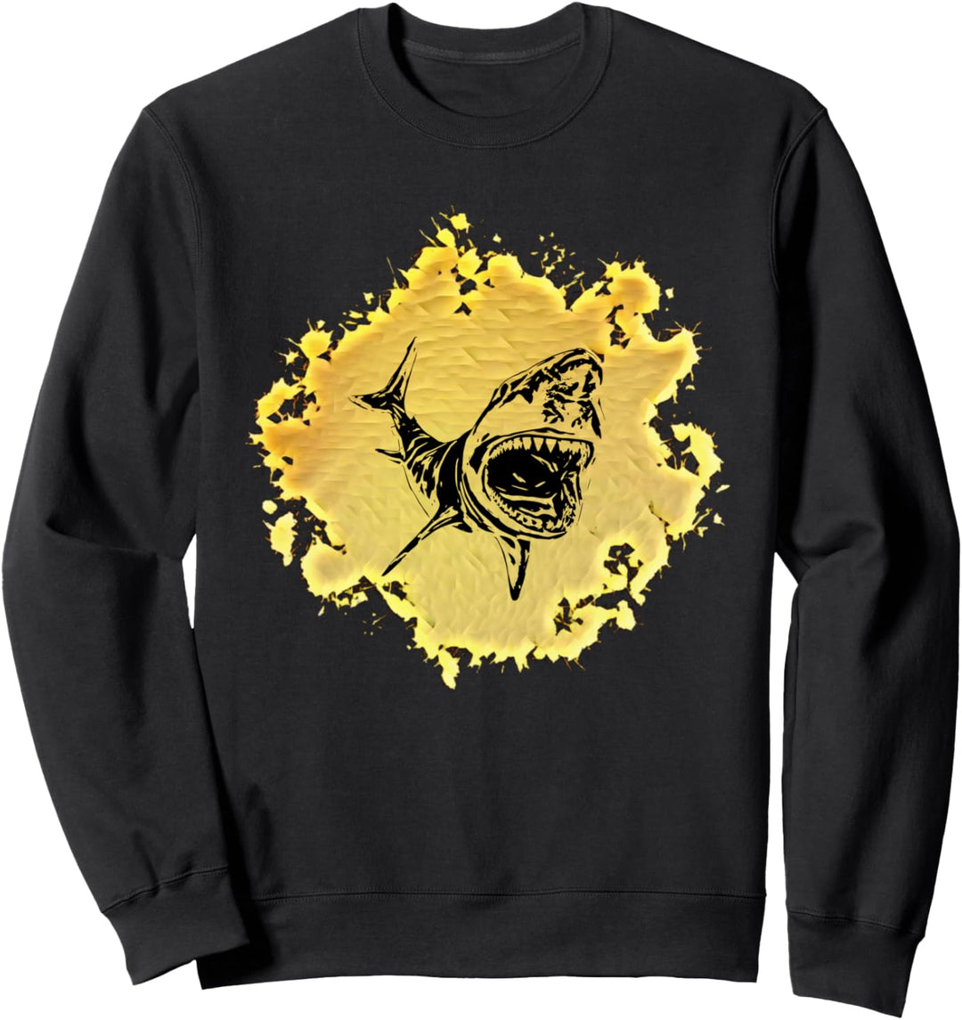 Weisser Hai Motiv Haie Raubfisch Zähne Rückenflosse Hai Sweatshirt