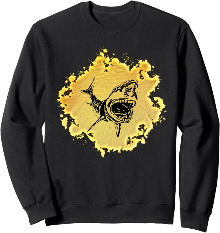 Weisser Hai Motiv Haie Raubfisch Zähne Rückenflosse Hai Sweatshirt