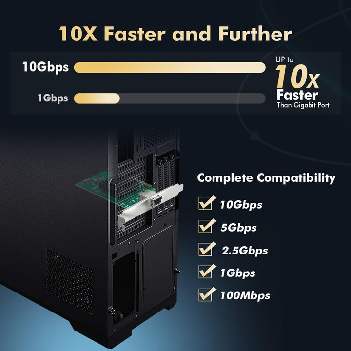 Binardat 10G Ethernet PCIe Netzwerk Adapter, AQUANTIA AQC107 Chip LAN Controller, 10G/5G/2.5G/1G/100
