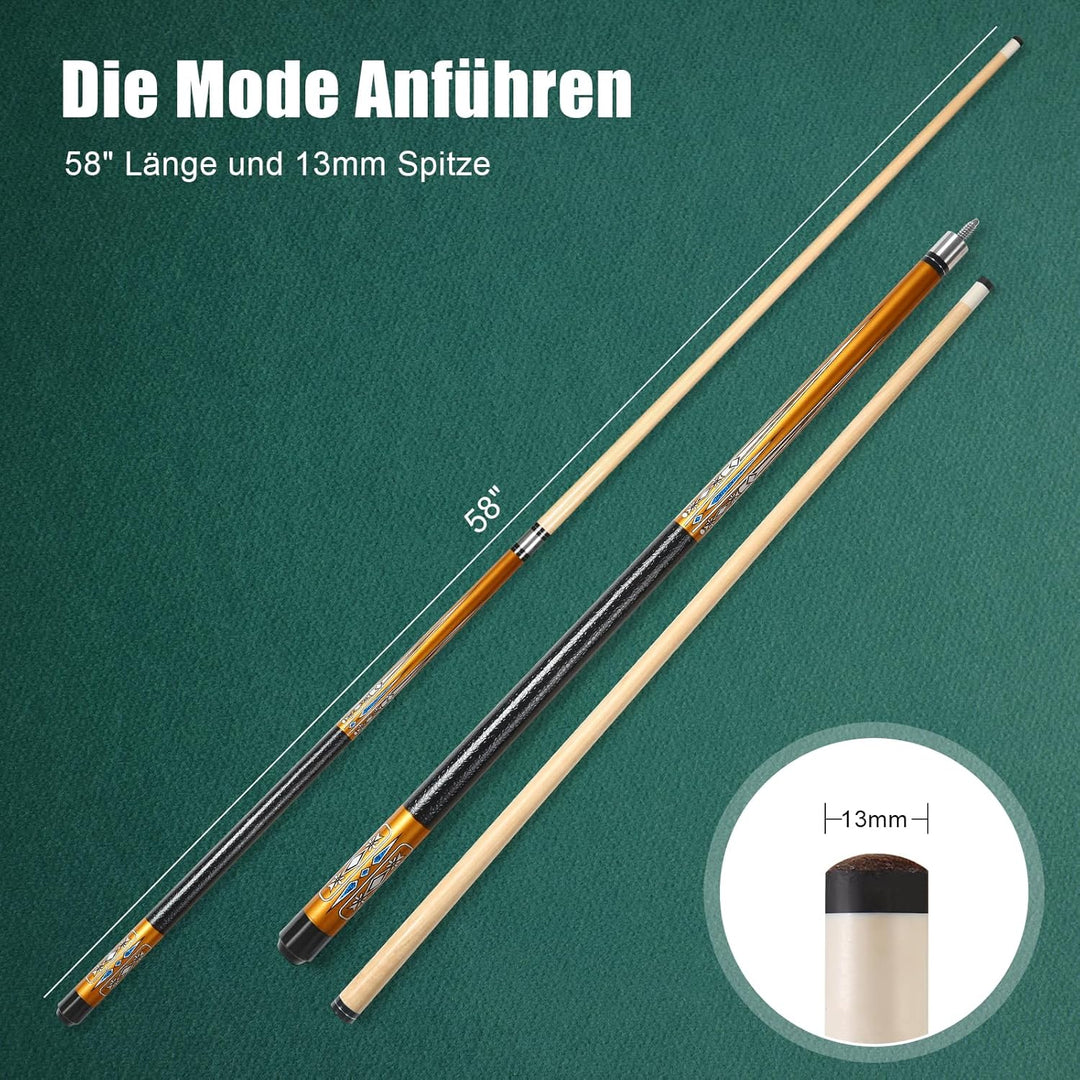 Pool Queue, 58 Zoll Billard Queue Hardwood Pool Cue 13mm Spitzen für Professionelle Billardspieler,