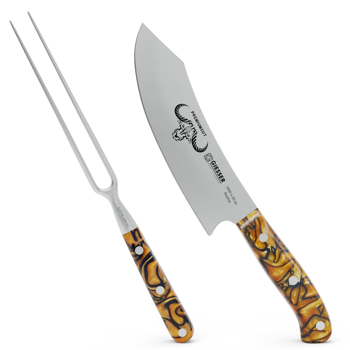 GIESSER seit 1776 - Made in Germany - PremiumCut, Spicy Orange, Tranchier Set 2 teilig, Kochmesser 2