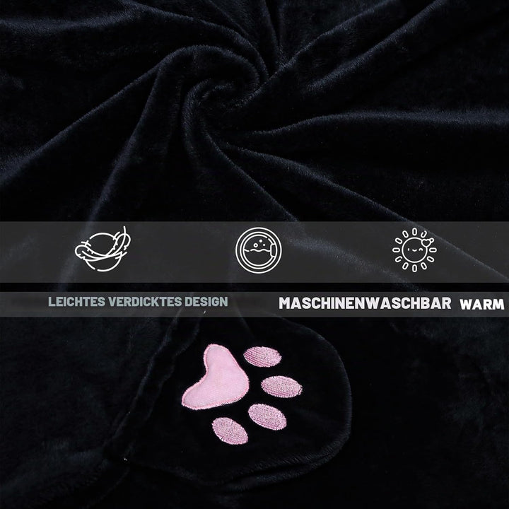 Flauschig Kuscheldecke Mit Ärmeln, Schwarze Katze Tragbare Decke Sofa Decke Geschenk für Frauen, Sch