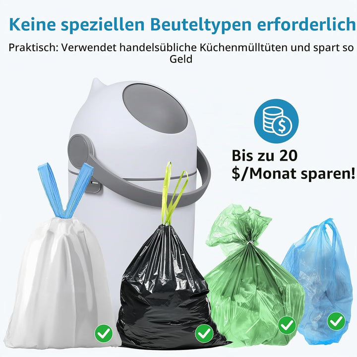 Windeleimer mit luftdichtem Deckel, geruchsfreier Windeleimer, 15 Liter/4 Gallonen-Abfalleimer für K