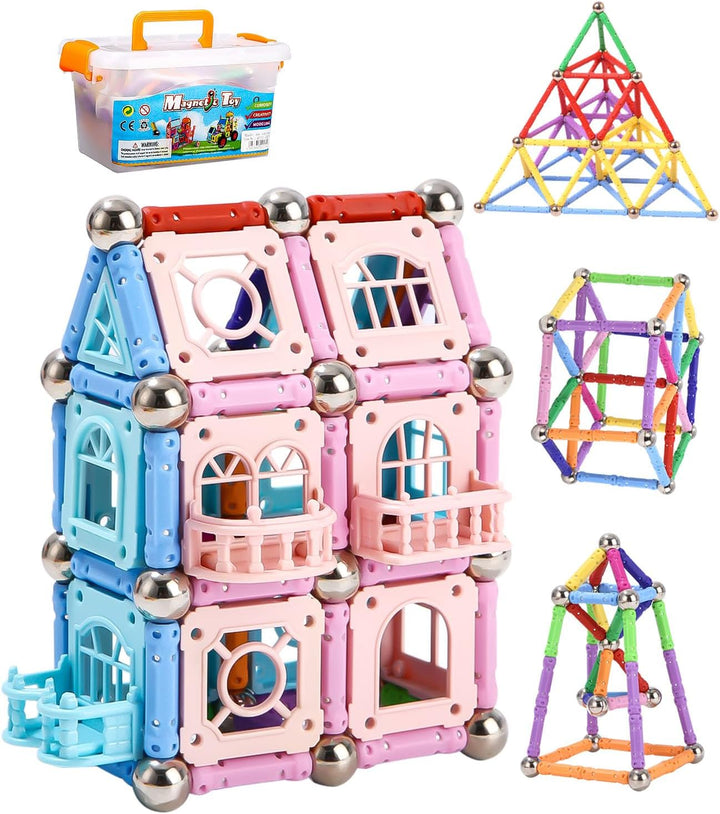 Kureny Magnetische Bausteine Pädagogische Bauklötze Set,328 Stück Magnetische Stöcke Blöcke, Magnets