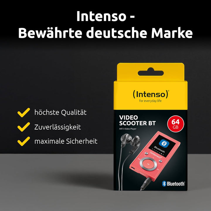 Intenso Video Scooter BT MP3 Player mit Bluetooth 5.0, 1,8 Zoll Farbdisplay, 64 GB microSD, USB-C, b