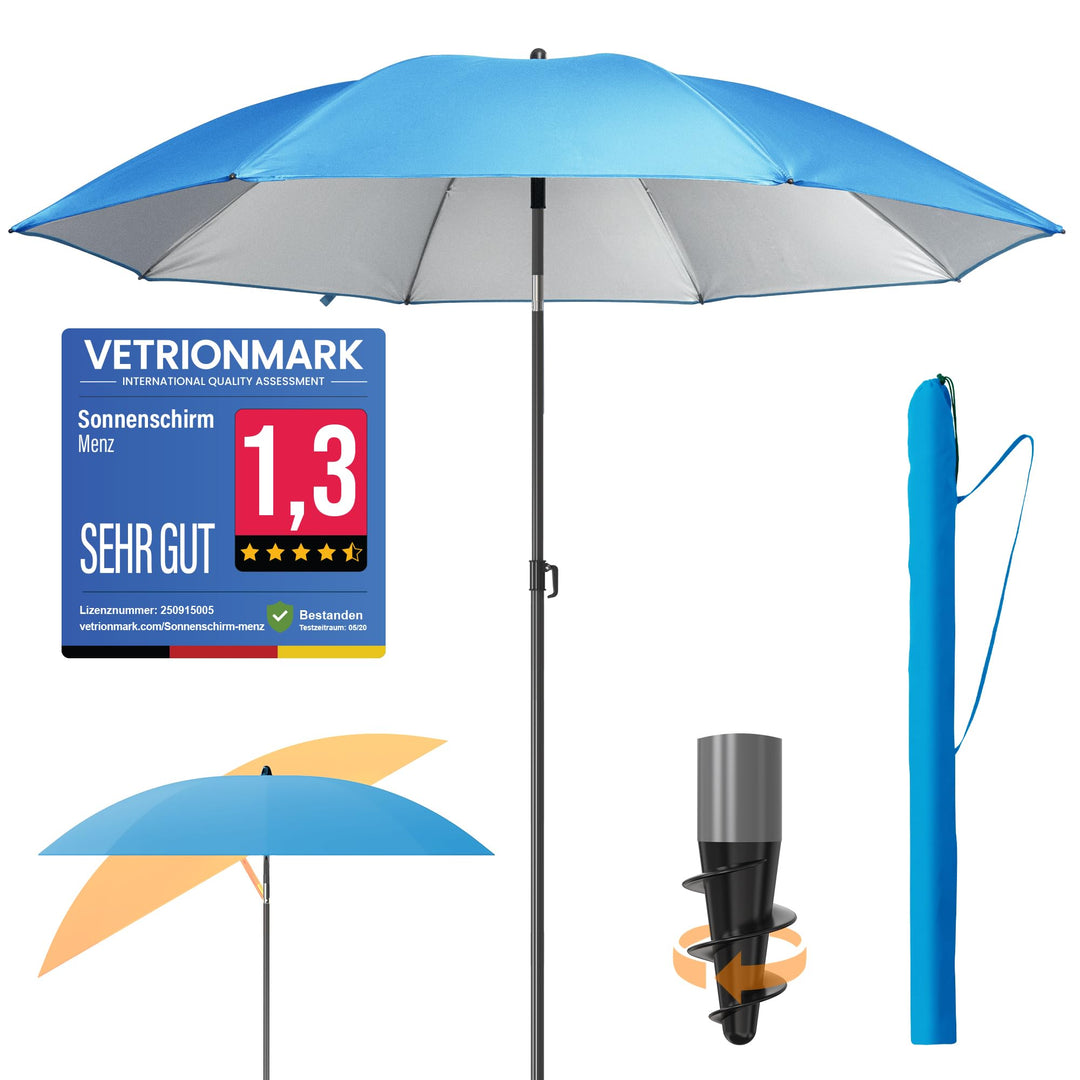 4smile Sonnenschirm Strand SunnyJoy - UPF 50+ Strandschirm Ø 180 cm, sicherer Sonnenschutz Strand, S