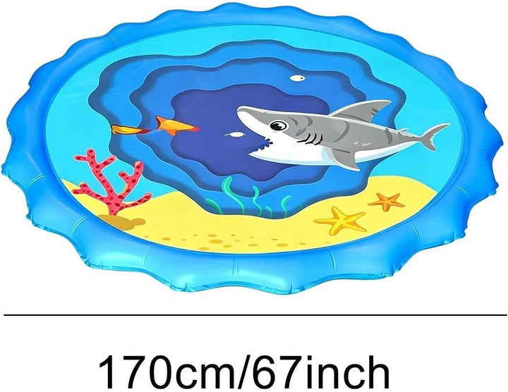 Kinder-Wassersprinkler 170 Zentimeter grosse Wasser-Spritzmatte mit Hai- | Wassersprinkler-Spielzeug